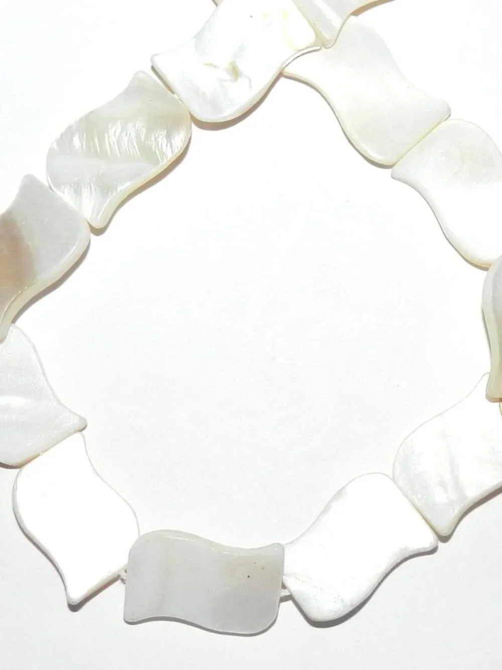Natural White 20mm Flat Rectangle Wave Mother of Pearl Shell Bead 15